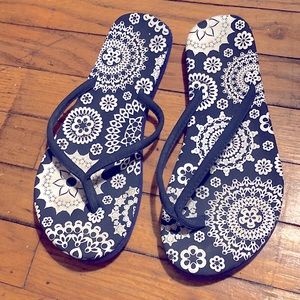Boho floral mandala flip flops